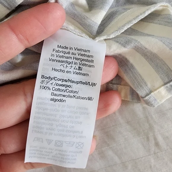 Madewell Ruffle-Neck Back Keyhole Oversized Top in Stripes size Small - Picture 7 of 8